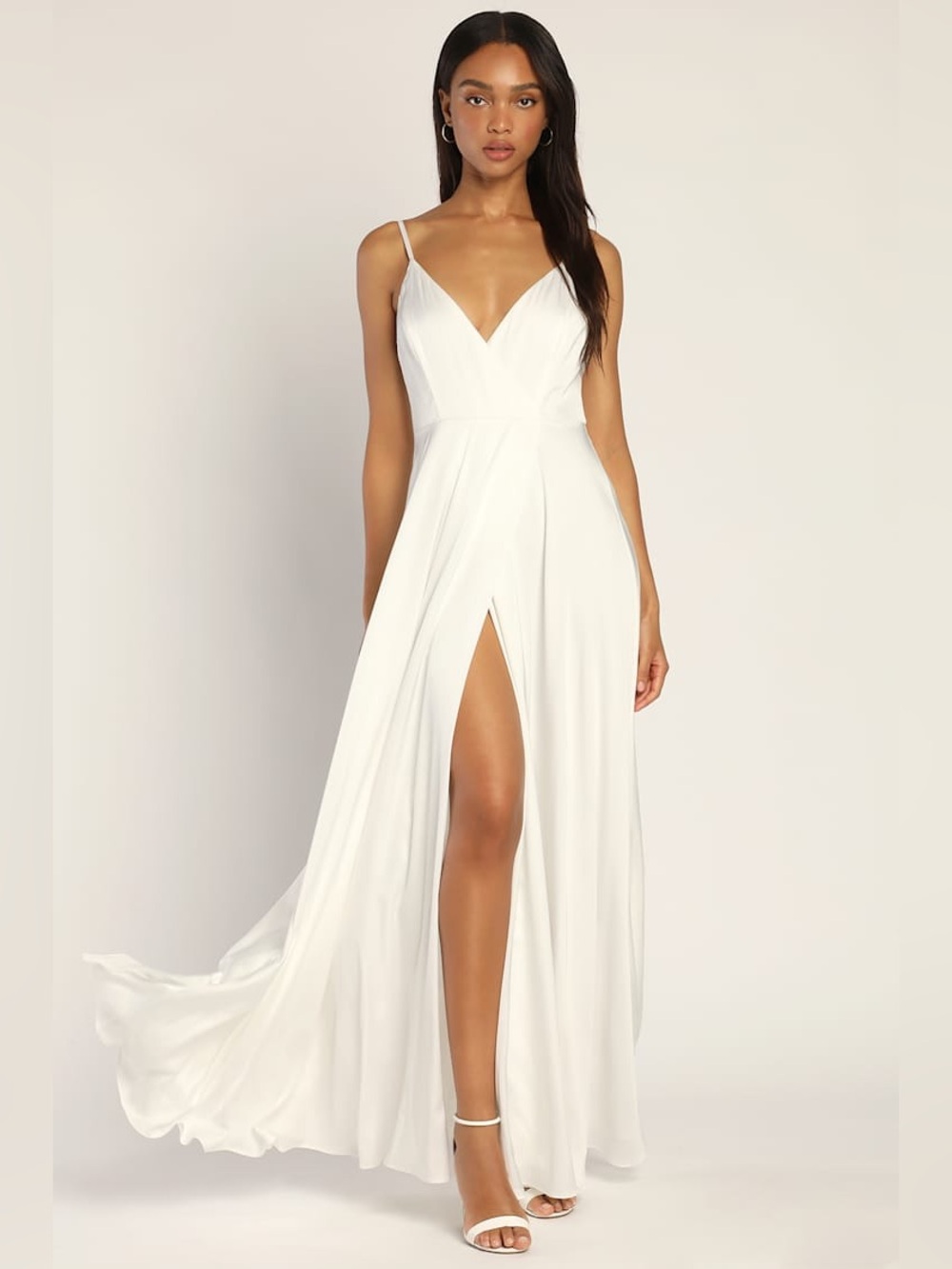 NEW LULUS Ode To Love White Satin Maxi Dress